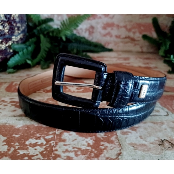 Fossil Black Croc Embossed Leather Belt - Picture 12 of 13